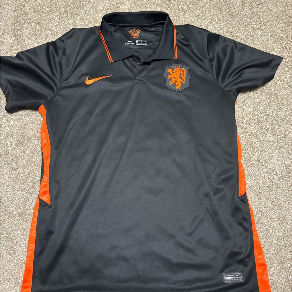 Nike Netherlands Black and Orange Polo Shirt Jersey
